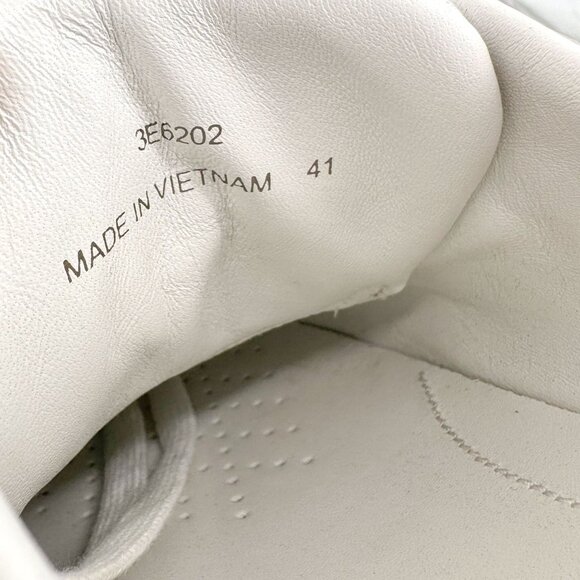 Prada Cap Toe Low Top Sneakers Size 41 US 11 Metallic Silver Leather Logo Shoe - Picture 14 of 14